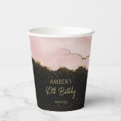 Blush Champagne Goud Glitter Abstract Waterverf Papieren Bekers (Achterkant)