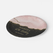 Blush Champagne Goud Glitter Abstract Waterverf Papieren Bordje (Gekanteld)