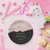 Blush Champagne Goud Glitter Abstract Waterverf Papieren Bordje (Feest)