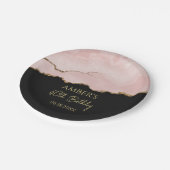 Blush Champagne Goud Glitter Abstract Waterverf Papieren Bordje (Gekanteld)