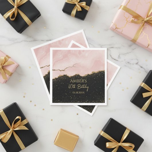 Blush Champagne Goud Glitter Abstract Waterverf Servet