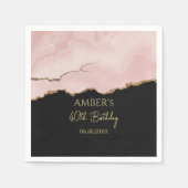 Blush Champagne Goud Glitter Abstract Waterverf Servet (Voorkant)