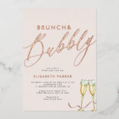 Blush champagne modern vrijgezellenfeest roos goud folie uitnodiging (Voorkant)