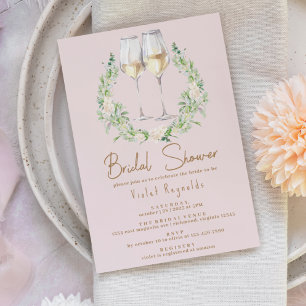 Blush Champagne Pink   Cute Modern Vrijgezellenfee Kaart