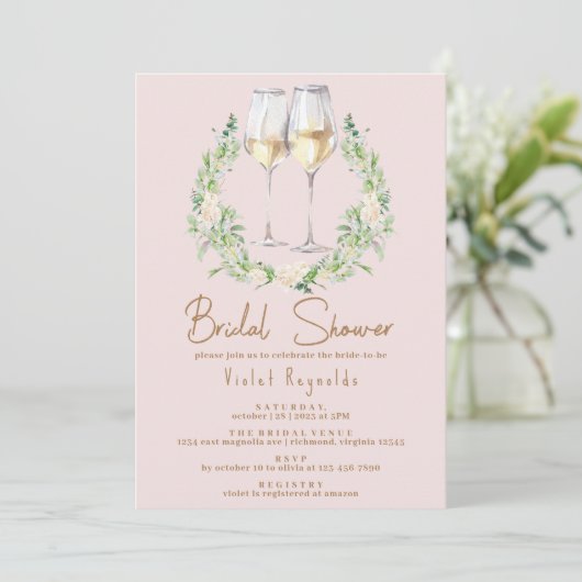 Blush Champagne Pink | Cute Modern Vrijgezellenfee Kaart (Staand voorkant)