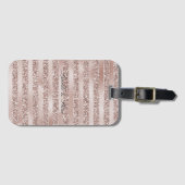 Blush Champagne Pink Glitter Glam Stripes  Bagagelabel (Voorkant (horizontaal))