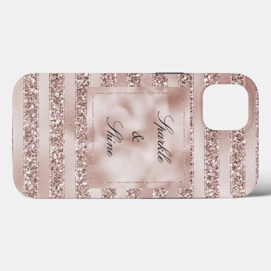 Blush Champagne Pink Glitter Glam Stripes Case-Mate iPhone Case (Achterkant (horizontaal))