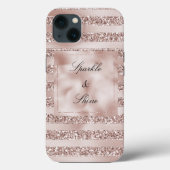 Blush Champagne Pink Glitter Glam Stripes Case-Mate iPhone Case (Achterkant)