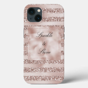 Blush Champagne Pink Glitter Glam Stripes   Case-Mate iPhone Case
