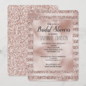 Blush Champagne Pink Glitter Glam Stripes Kaart (Voorkant / Achterkant)