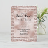 Blush Champagne Pink Glitter Glam Stripes Kaart (Staand voorkant)