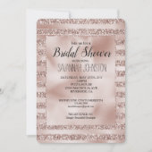 Blush Champagne Pink Glitter Glam Stripes Kaart (Voorkant)