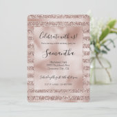 Blush Champagne Pink Glitter Glam Stripes Kaart (Staand voorkant)