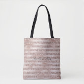 Blush Champagne Pink Glitter Glam Stripes Tote Bag (Voorkant)