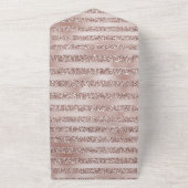Blush Champagne Pink Glitter Glam Stripes Weddensc All In One Uitnodiging (Buitenkant)