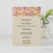 Blush & Champagne Rozen Bruiloft Kaart (Staand voorkant)