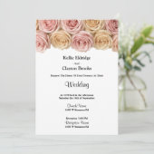 Blush & Champagne Rozen Bruiloft Kaart (Staand voorkant)