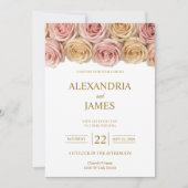 Blush & Champagne Rozen Bruiloft Kaart (Voorkant)