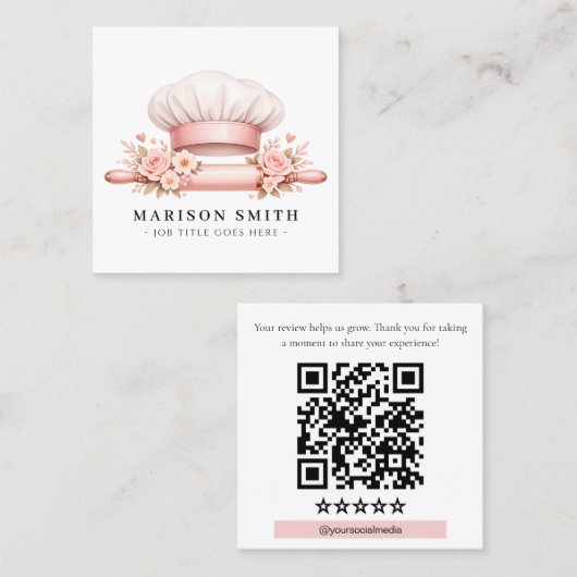 Blush Chef Bakbenodigdheden Vierkante Visitekaartje (Voorkant / Achterkant)