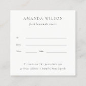 Blush Chef Pet Catering Floral Gift Certificate Vierkante Visitekaartje (Achterkant)