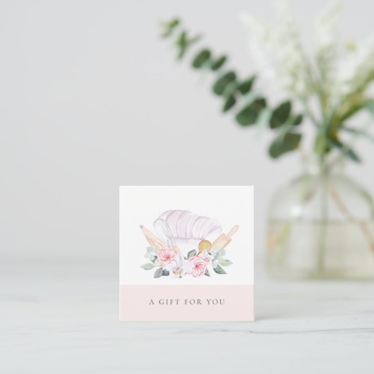 Blush Chef Pet Catering Floral Gift Certificate Vierkante Visitekaartje (Staand voorkant)
