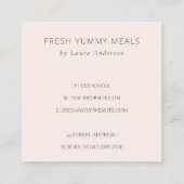 Blush Chef Pet Catering Floral Whisk Hartelijk dan Vierkante Visitekaartje (Achterkant)