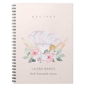 Blush Chef Pet Cookbook Floral Roller Whisk Recipe Notitieboek