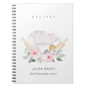 Blush Chef Pet Cookbook Floral Roller Whisk Recipe Notitieboek