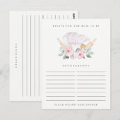 Blush Chef Pet Floral Recipe Request Baby shower Briefkaart (Voorkant / Achterkant)