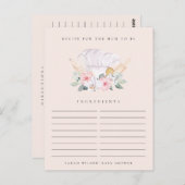 Blush Chef Pet Floral Recipe Request Baby shower Briefkaart (Voorkant / Achterkant)