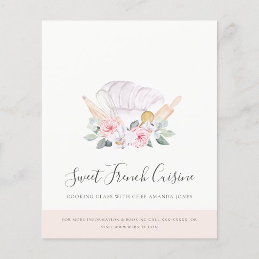 Blush Chef Pet Floral Whisk Bakkerij Kokerklasse Flyer (Achterkant)