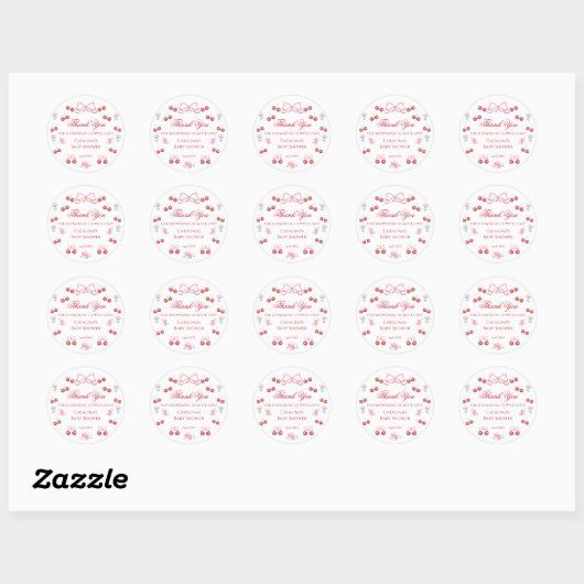 Blush Cherry Baby Shower Bedankt Sticker (Vel)