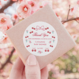 Blush Cherry Baby Shower Bedankt Sticker