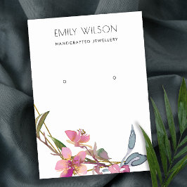 BLUSH CHERRY BLOSSOM FLORAL EARRING DISPLAY LOGO VISITEKAARTJE