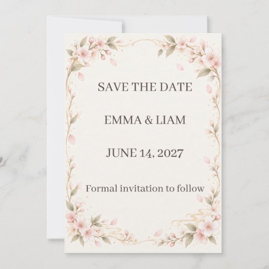 Blush Cherry Blossom Save the Date (Voorkant)