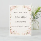 Blush Cherry Blossom Save the Date (Staand voorkant)
