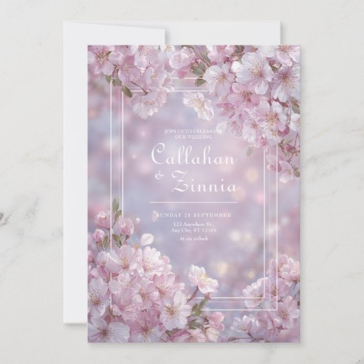 Blush Cherry Blossom Spring Wedding Kaart (Voorkant)