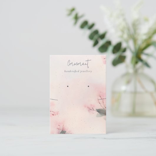 Blush Cherry Blossom Stud Earning Ketting Display Visitekaartje (Staand voorkant)