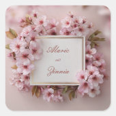 Blush Cherry Blossom Wedding Vierkante Sticker (Voorkant)