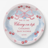 Blush Cherry Kiss Baby shower Papier Bord (Voorkant)
