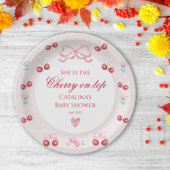 Blush Cherry op het hoogste Baby shower Papieren Bordje