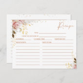 Blush Chic Floral Vrijgezellenfeest Recept Kaart (Voorkant / Achterkant)