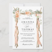 Blush Chic Floral Wedding Arch Thleed Uitnodiging (Voorkant)