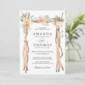 Blush Chic Floral Wedding Arch Thleed Uitnodiging (Staand voorkant)