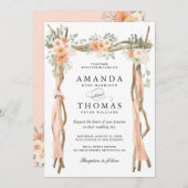 Blush Chic Floral Wedding Arch Thleed Uitnodiging (Voorkant / Achterkant)
