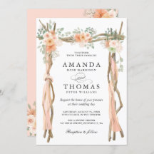 Blush Chic Floral Wedding Arch Thleed Uitnodiging