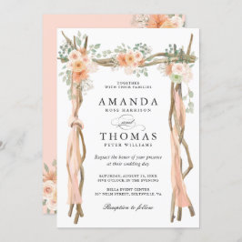 Blush Chic Floral Wedding Arch Thleed Uitnodiging