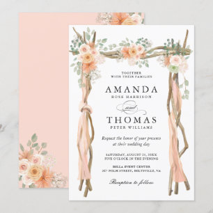 Blush Chic Floral Wedding Arch Thleed Uitnodiging