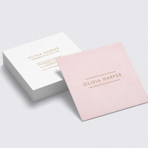 Blush Chic   Minimale lederen blik Vierkante Visitekaartje