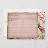 Blush Chinoiserie Peacock Peony Bridal Recipe Kaar Kaart (Voorkant)